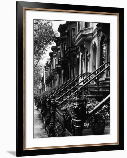 Stoops on 19th Century Brooklyn Row Houses-Karen Tweedy-Holmes-Framed Photographic Print