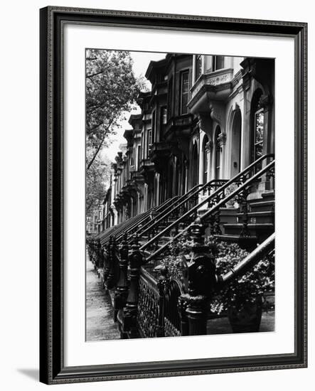 Stoops on 19th Century Brooklyn Row Houses-Karen Tweedy-Holmes-Framed Photographic Print