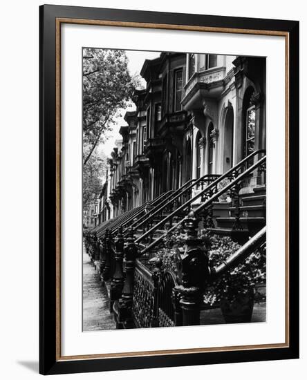 Stoops on 19th Century Brooklyn Row Houses-Karen Tweedy-Holmes-Framed Photographic Print