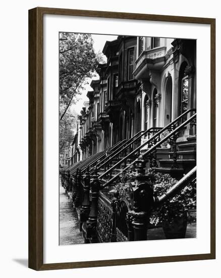 Stoops on 19th Century Brooklyn Row Houses-Karen Tweedy-Holmes-Framed Photographic Print