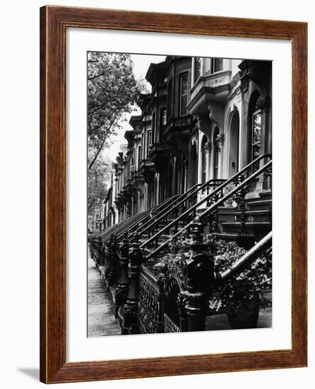 Stoops on 19th Century Brooklyn Row Houses-Karen Tweedy-Holmes-Framed Photographic Print