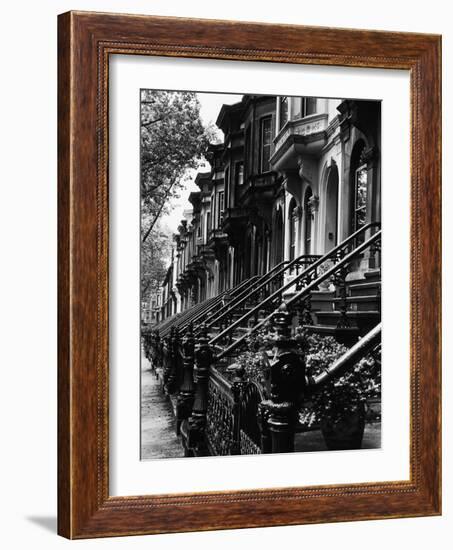 Stoops on 19th Century Brooklyn Row Houses-Karen Tweedy-Holmes-Framed Photographic Print