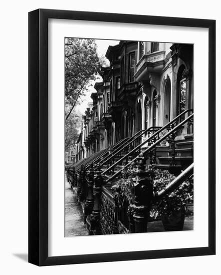 Stoops on 19th Century Brooklyn Row Houses-Karen Tweedy-Holmes-Framed Photographic Print