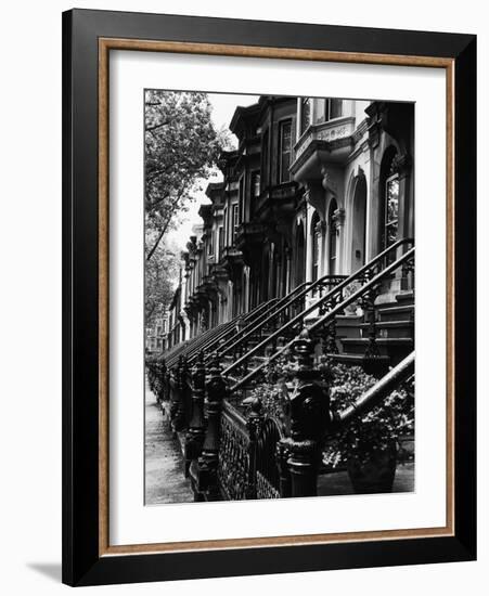 Stoops on 19th Century Brooklyn Row Houses-Karen Tweedy-Holmes-Framed Photographic Print