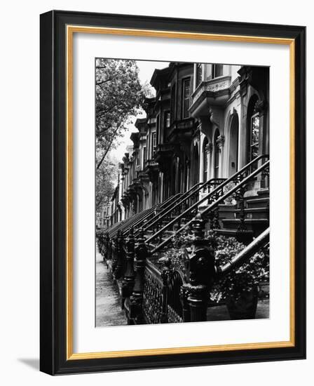 Stoops on 19th Century Brooklyn Row Houses-Karen Tweedy-Holmes-Framed Photographic Print