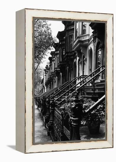 Stoops on 19Th Century Brooklyn Row Houses-Karen Tweedy-Holmes-Framed Premier Image Canvas