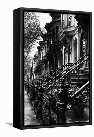 Stoops on 19Th Century Brooklyn Row Houses-Karen Tweedy-Holmes-Framed Premier Image Canvas