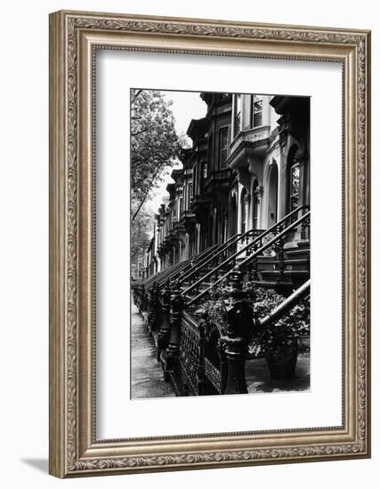 Stoops on 19Th Century Brooklyn Row Houses-Karen Tweedy-Holmes-Framed Photographic Print