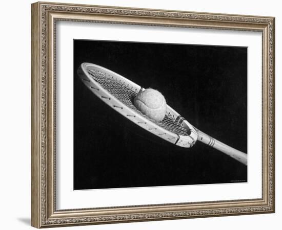 Stop Action Shot of Ball Impacting Tennis Racquet-Gjon Mili-Framed Photographic Print