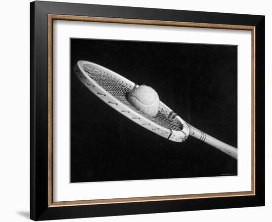 Stop Action Shot of Ball Impacting Tennis Racquet-Gjon Mili-Framed Photographic Print