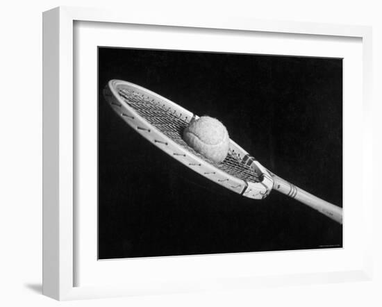 Stop Action Shot of Ball Impacting Tennis Racquet-Gjon Mili-Framed Photographic Print