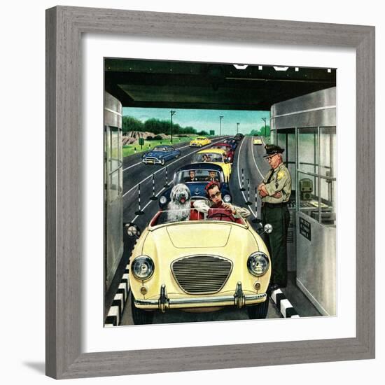 "Stop and Pay Toll", April 7, 1956-Stevan Dohanos-Framed Premium Giclee Print