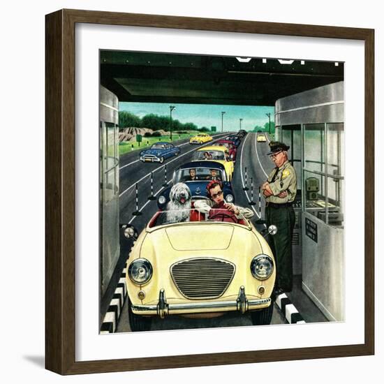 "Stop and Pay Toll", April 7, 1956-Stevan Dohanos-Framed Premium Giclee Print