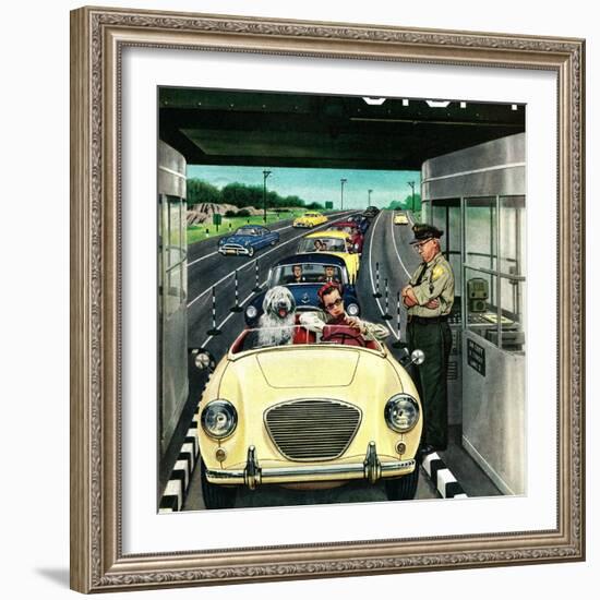 "Stop and Pay Toll", April 7, 1956-Stevan Dohanos-Framed Giclee Print