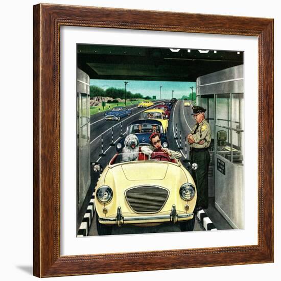 "Stop and Pay Toll", April 7, 1956-Stevan Dohanos-Framed Giclee Print
