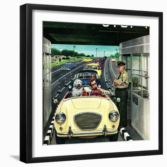 "Stop and Pay Toll", April 7, 1956-Stevan Dohanos-Framed Giclee Print