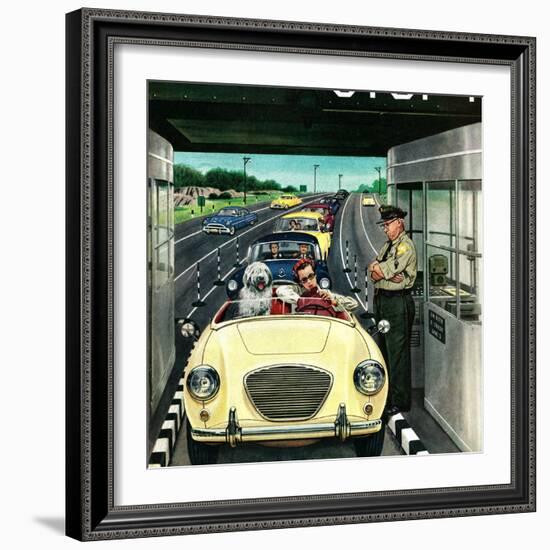 "Stop and Pay Toll", April 7, 1956-Stevan Dohanos-Framed Giclee Print