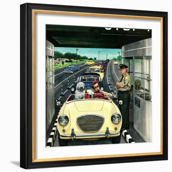 "Stop and Pay Toll", April 7, 1956-Stevan Dohanos-Framed Giclee Print