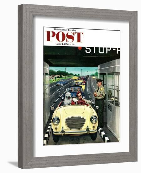 "Stop and Pay Toll" Saturday Evening Post Cover, April 7, 1956-Stevan Dohanos-Framed Giclee Print