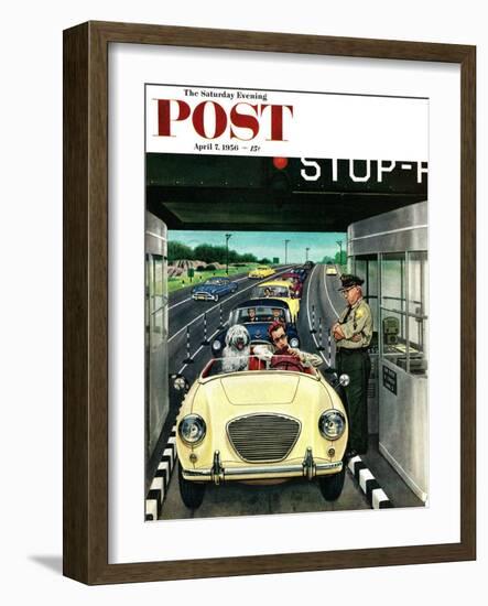 "Stop and Pay Toll" Saturday Evening Post Cover, April 7, 1956-Stevan Dohanos-Framed Giclee Print