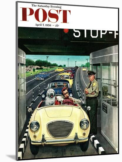 "Stop and Pay Toll" Saturday Evening Post Cover, April 7, 1956-Stevan Dohanos-Mounted Giclee Print