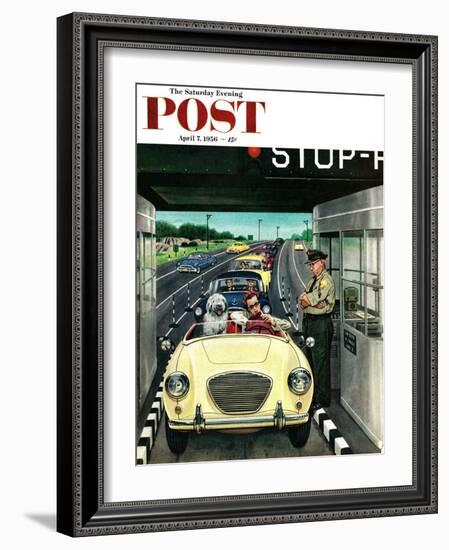 "Stop and Pay Toll" Saturday Evening Post Cover, April 7, 1956-Stevan Dohanos-Framed Giclee Print