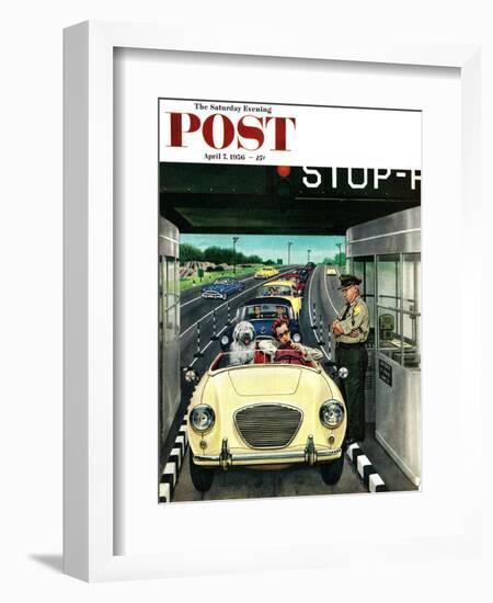 "Stop and Pay Toll" Saturday Evening Post Cover, April 7, 1956-Stevan Dohanos-Framed Giclee Print