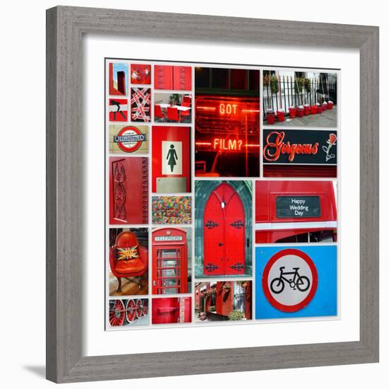 Stop Light Red Collage-Gail Peck-Framed Photographic Print