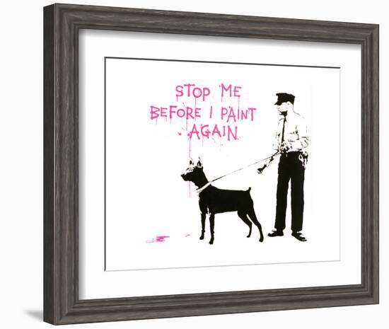 Stop me before I paint again-Banksy-Framed Art Print