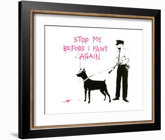 Stop me before I paint again-Banksy-Framed Art Print