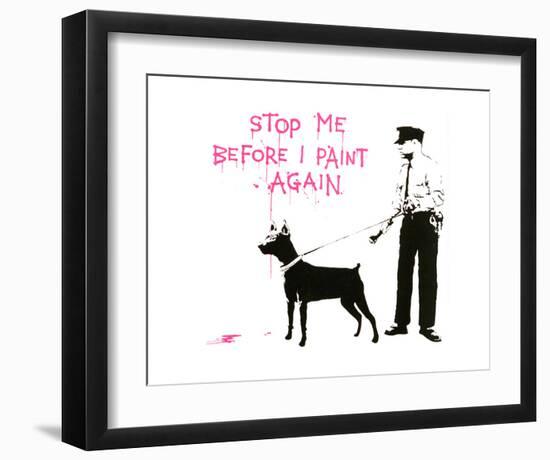 Stop me before I paint again-Banksy-Framed Art Print