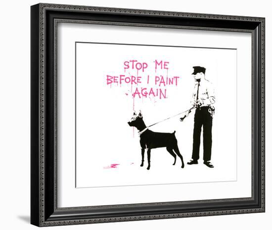 Stop me before I paint again-Banksy-Framed Art Print