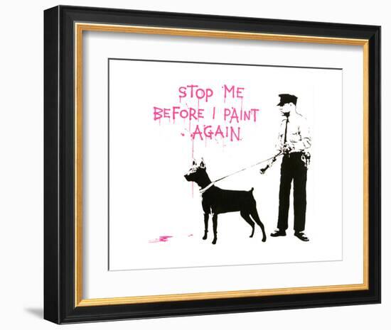 Stop me before I paint again-Banksy-Framed Art Print