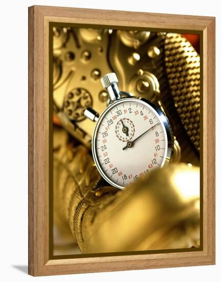 Stopwatch on Running Spikes-null-Framed Premier Image Canvas