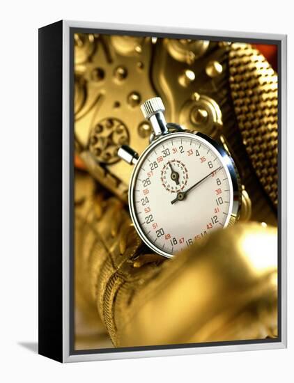 Stopwatch on Running Spikes-null-Framed Premier Image Canvas