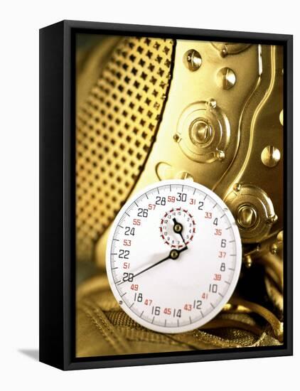 Stopwatch on Running Spikes-null-Framed Premier Image Canvas