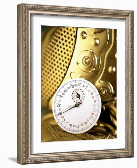 Stopwatch on Running Spikes-null-Framed Photographic Print