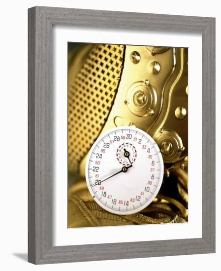 Stopwatch on Running Spikes-null-Framed Photographic Print