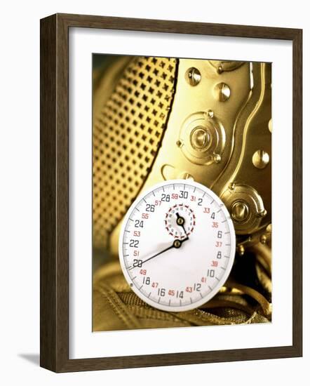 Stopwatch on Running Spikes-null-Framed Photographic Print