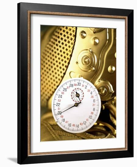 Stopwatch on Running Spikes-null-Framed Photographic Print