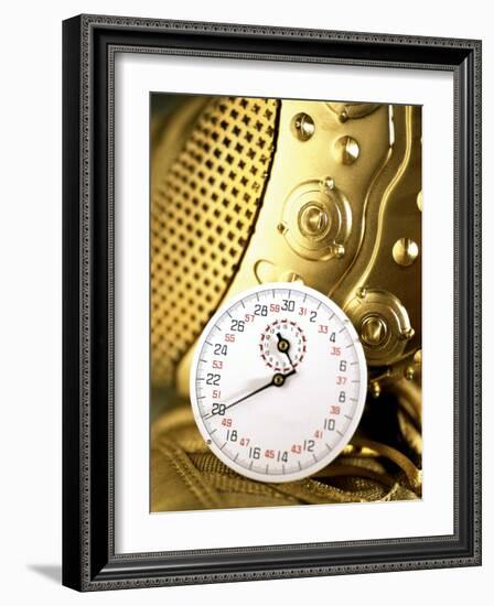 Stopwatch on Running Spikes-null-Framed Photographic Print