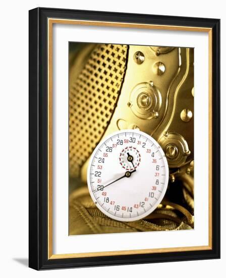 Stopwatch on Running Spikes-null-Framed Photographic Print