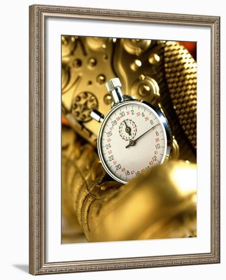 Stopwatch on Running Spikes-null-Framed Photographic Print