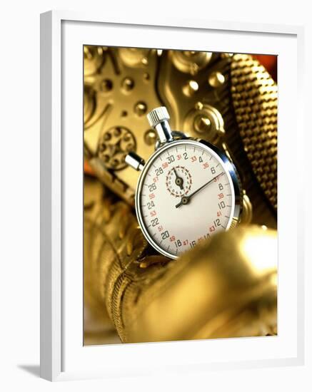 Stopwatch on Running Spikes-null-Framed Photographic Print