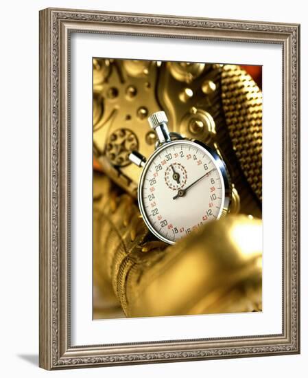 Stopwatch on Running Spikes-null-Framed Photographic Print