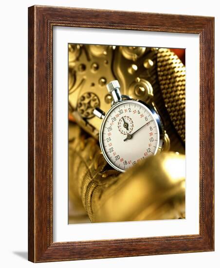 Stopwatch on Running Spikes-null-Framed Photographic Print