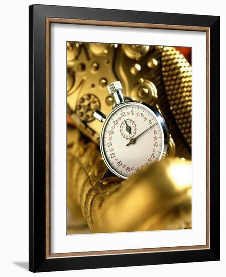 Stopwatch on Running Spikes-null-Framed Photographic Print