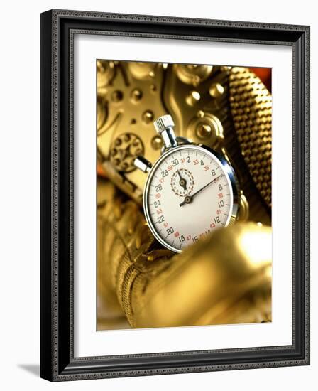 Stopwatch on Running Spikes-null-Framed Photographic Print