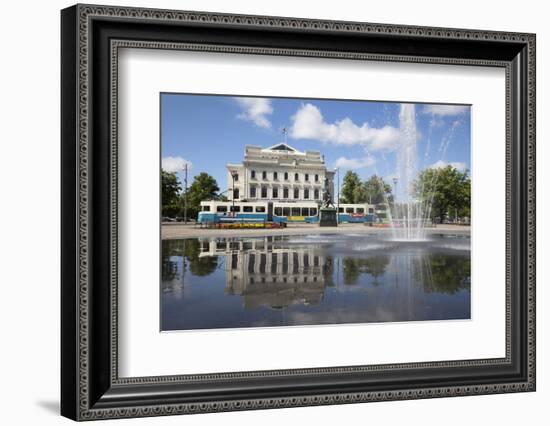 Stora Teatern Theatre with Tram Along Kungsportsavenyen, Gothenburg, West Gothland, Sweden-Stuart Black-Framed Photographic Print