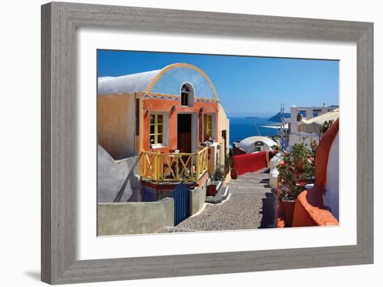 Store and Stone Steps-Larry Malvin-Framed Photographic Print